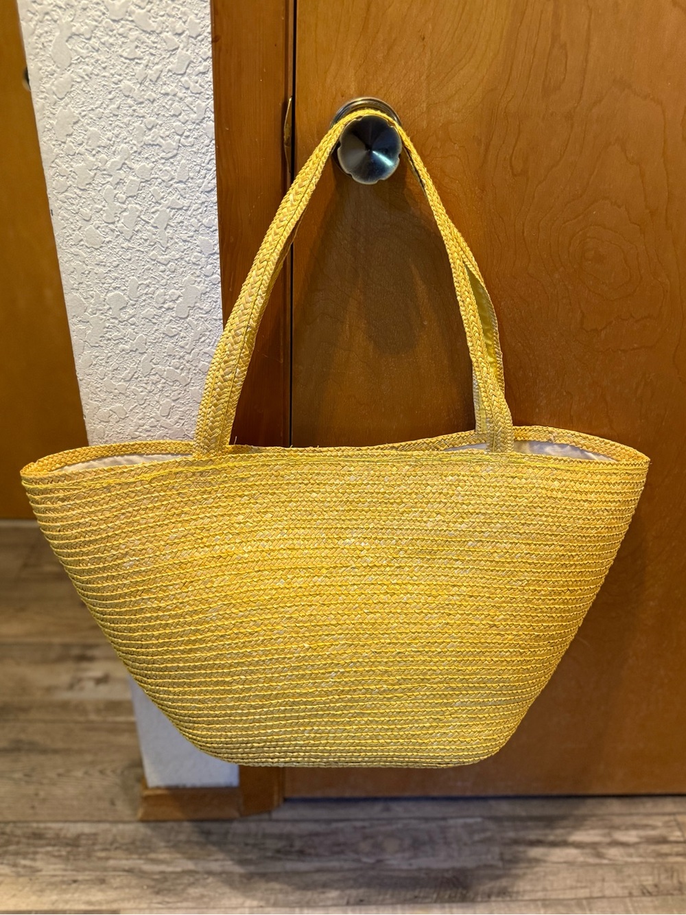 XL Yellow Straw Beach Tote Bag Cruise Resort Summer Travel Shoulder Handbag